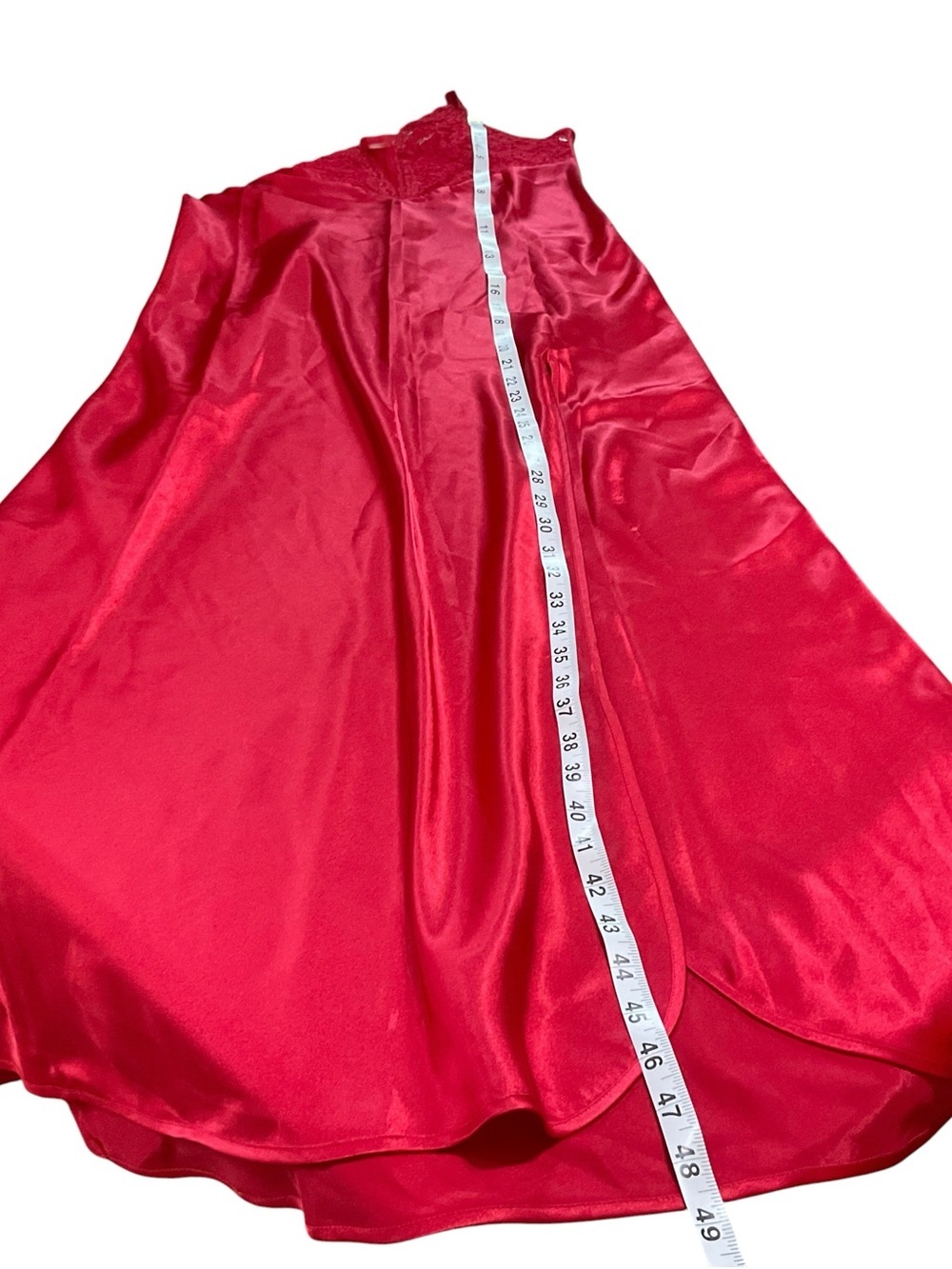 Victoria’s Secret Red Satin Lace Maxi Nightgown Slip Dress Gown M - Picture 7 of 7